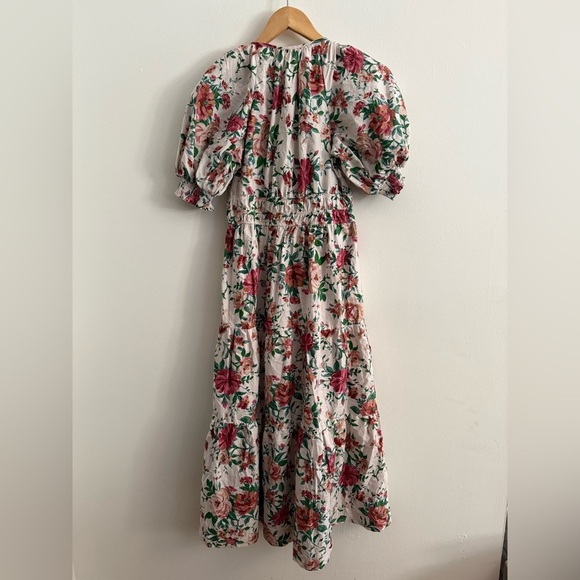 NWT Anthropologie The Somerset Maxi Floral White Smocked Puff-Sleeve Dress SP - Picture 11 of 12